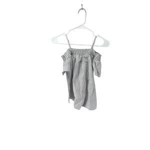 NWT Forever 21 Girls Black & White Striped Cold Shoulder Ruffle Top Youth 13/14